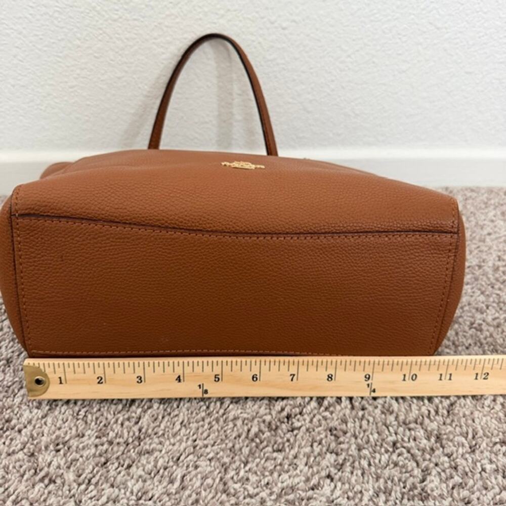 Coach Turnlock Gold Chain Tote Saddle Brown Polished Pebble Leather Gold No Tag - Picture 12 of 16